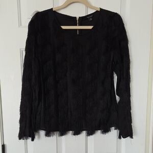 Ann Taylor Black Textured Blouse